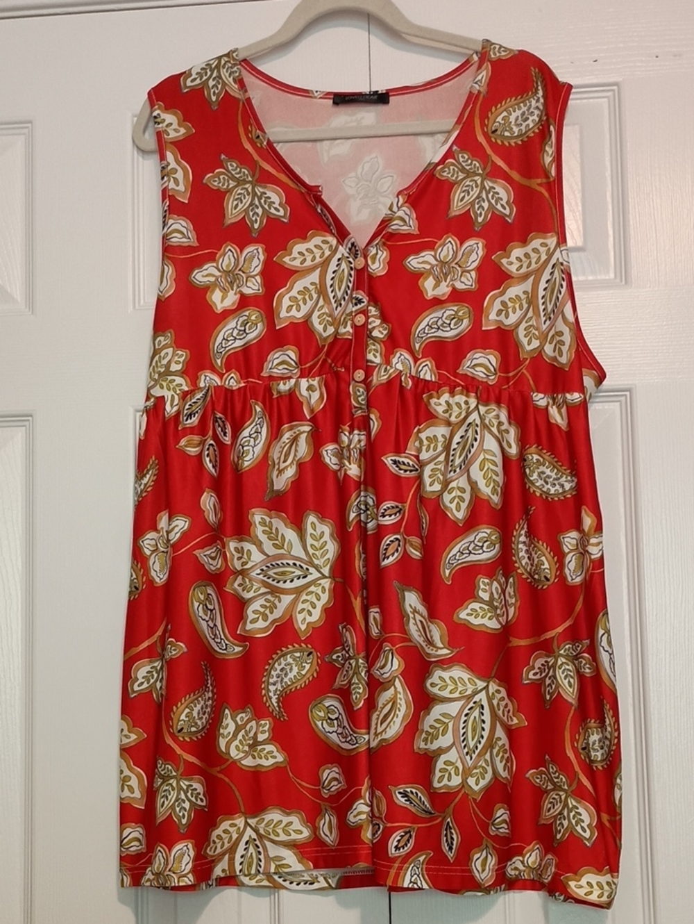 Loveu Dear Red Floral Sleeveless V-Neck Tunic Top 2X